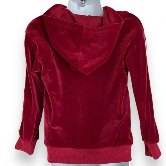 Kid’s Tales Red Velvet Hooded Pullover Sweatshirt w/ Stripe Detail, Size 120(5T) - Picture 2 of 5